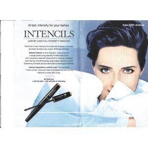 Lancomb Paris Beauty Mascara Intencils 1990s Vintage Print Ad 2 PAGE
